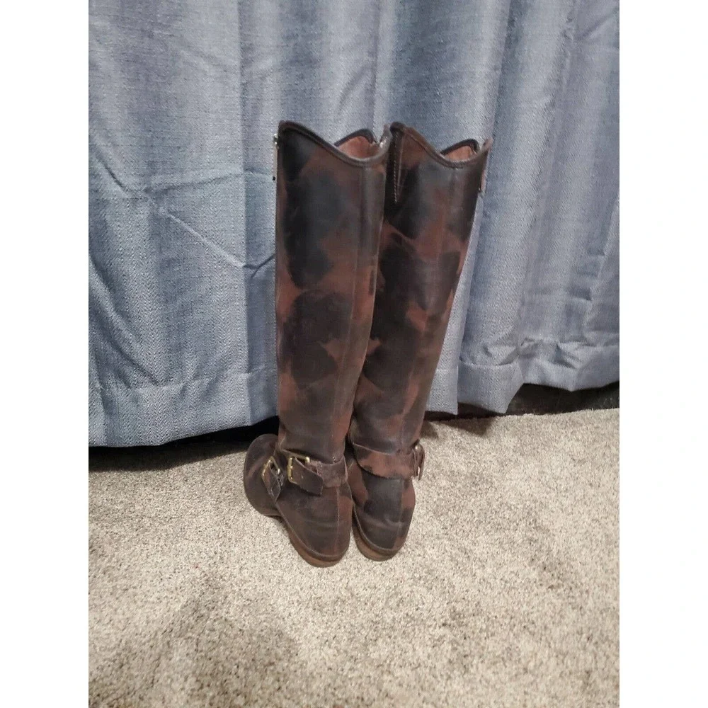 Donald J Pliner Women's Brown Suede Tall Riding Boots Size 7.5 M With Buckles